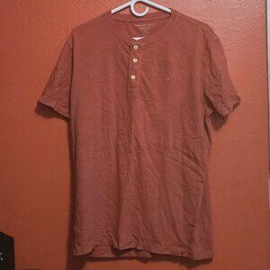 American Eagle Super Soft Henley T-Shirt – Reddish Clay (Size M)